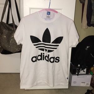 Adidas white cotten Tshirt with black logo